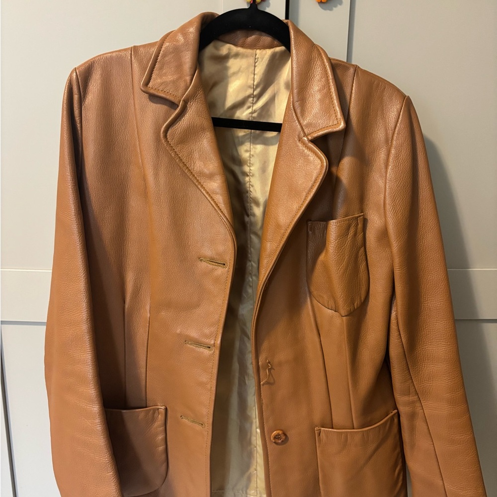 Genuine Leather Tan/Brown Coat